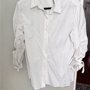 Kenzo White Dress Shirt with Ruched Sleeves